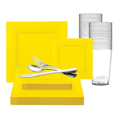 Smarty Had A Party Yellow Square Plastic Wedding Value Set, 360PK 6809VS60